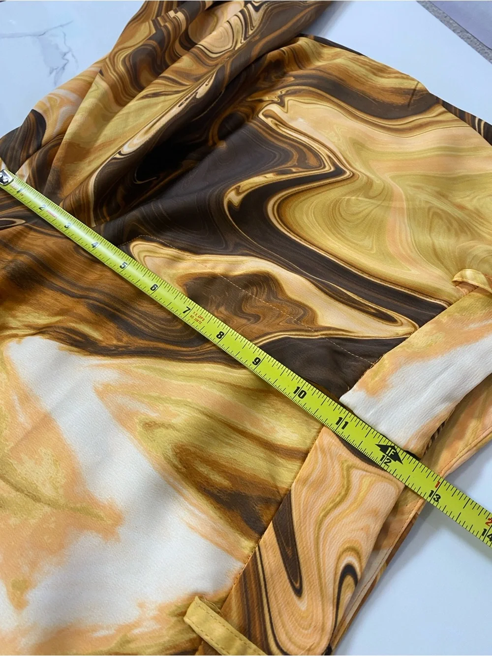 Jeannie Mai x INC Marble Print Wide Leg Pants Brown Gold Retro Y2K‎ Size 12
